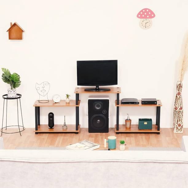 Livzing Turn-N-Tube 5 Tier Engineered Wood TV Entertainment Unit/TV Table Stand-Brown Engineered Wood TV Entertainment Unit