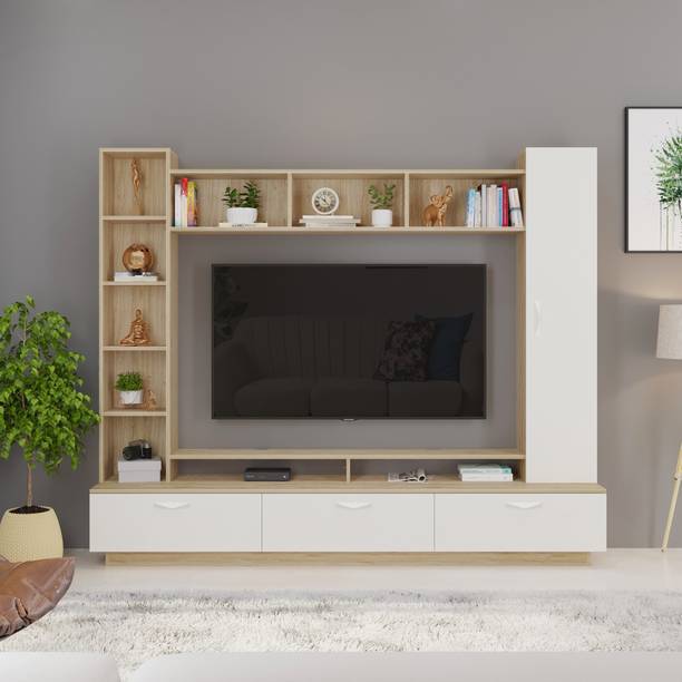 BLUEWUD Fenily TV Cabinet with Shelves Décor Display Unit Bed Living Room 60 Inches Engineered Wood TV Entertainment Unit