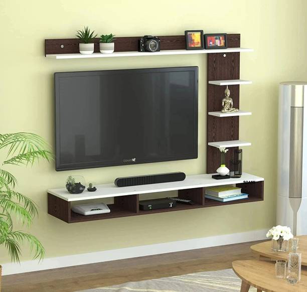 livsterstore 39inch BROWN WHITE CABINET Engineered Wood TV Entertainment Unit