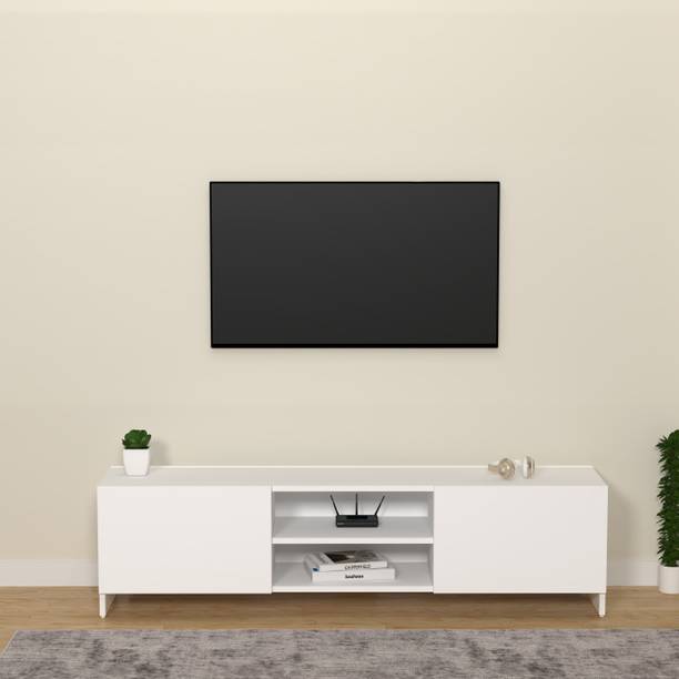 Ladybug Modern TV Cabinet for Living Room with Storage Shelves and Closed Cabinets Engineered Wood TV Entertainment Unit