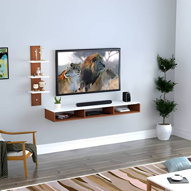 Livster Elegant MDF Entertainment Console With Ample Storage Shelves Engineered Wood TV Entertainment Unit