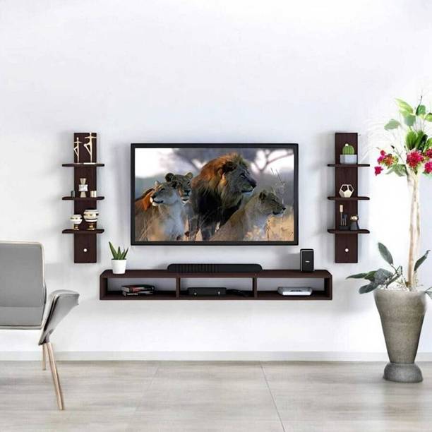 Zafiro 32 Inch Tv Panel With Set top Box Stand or Side Wall Shelves for Living Room Engineered Wood TV Entertainment Unit