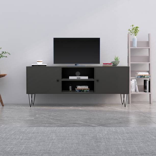 MONTAGE LED TV Cabinet 65 Inch for Living Room with 4 Door and 2 Open Storage Engineered Wood TV Entertainment Unit