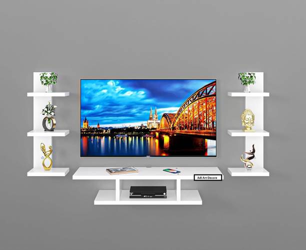 Adi Art Decore Wall Tv Unit Setup Box Stand Wall Mounting Shelf Home and Office Deorative Solid Wood TV Entertainment Unit