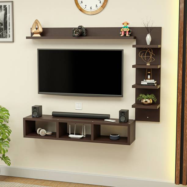 Kuber Industries 1 Pcs Engineered Wood 32 Inch Wall Mount Tv Unit/Rack/Frame Furniture | Brown Engineered Wood TV Entertainment Unit
