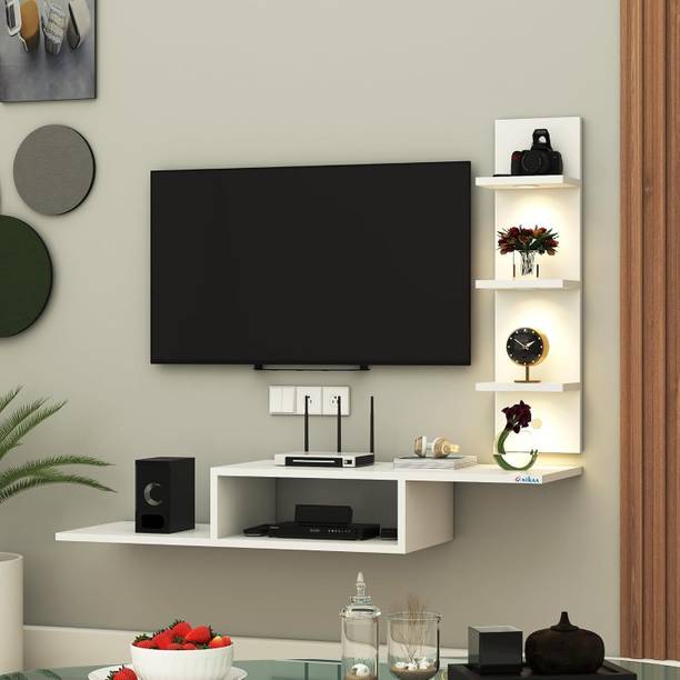ANIKAA LED Light TV Wall Unit Engineered Wood TV Entertainment Unit