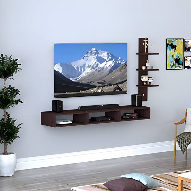 Livster Elegant MDF Entertainment Console With Ample Storage Shelves Engineered Wood TV Entertainment Unit