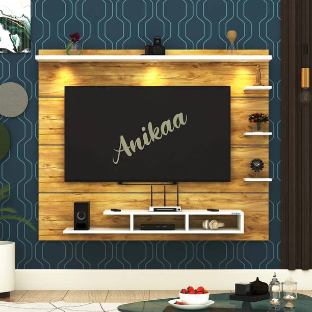 ANIKAA Nexa Wall Mount TV Unit Cabinet with 3 LED Lights & Shelves Ideal for Up to 43" Engineered Wood TV Entertainment Unit
