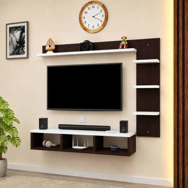 MD Furniturs 32Inch Brown White Engineered Wood TV Entertainment Unit