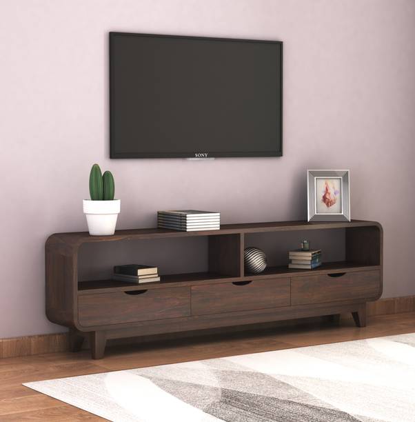 SAVITRIDECOR Sheesham Wood Tv unit with 3 Drawers ,shelfs for Home | Living Room | Hotel Solid Wood TV Entertainment Unit