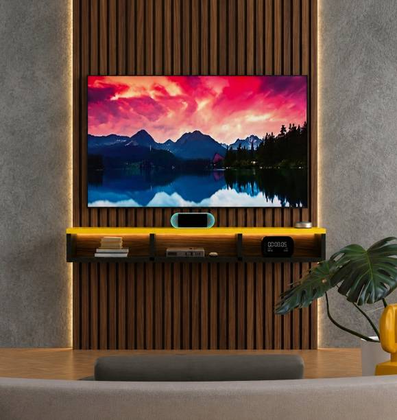 uniq aura Modren Wall Mounted Floating TV Entertainment Unit with Open Storage Shelf Engineered Wood TV Entertainment Unit