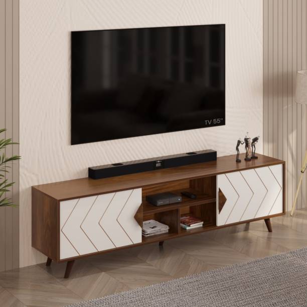 BLUEWUD Wilbrome TV Unit With Storage Shelves for Books & Décor Upto 75 Inches TV Engineered Wood TV Entertainment Unit