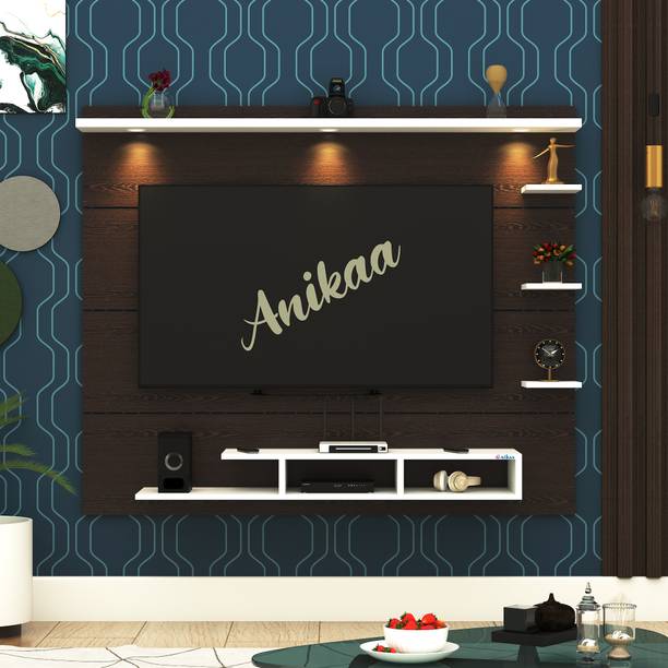 ANIKAA Nexa Wall Mount TV Unit Cabinet with 3 LED Lights & Shelves Ideal for Up to 50" Engineered Wood TV Entertainment Unit