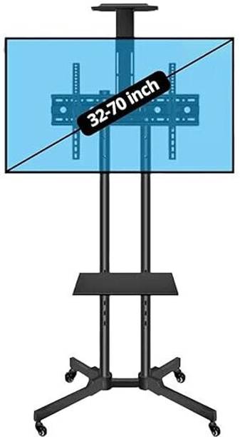 Robustt Adjustable Height Movable Metal TV Trolley Stand Mount with Wheels | Pack of 1 Full Motion TV Mount