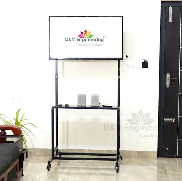 D&V ENGINEERING Metal Mobile TV Stand | Portable TV Stand for 32-85" TVs, Floor Trolley Stand Full Motion TV Mount