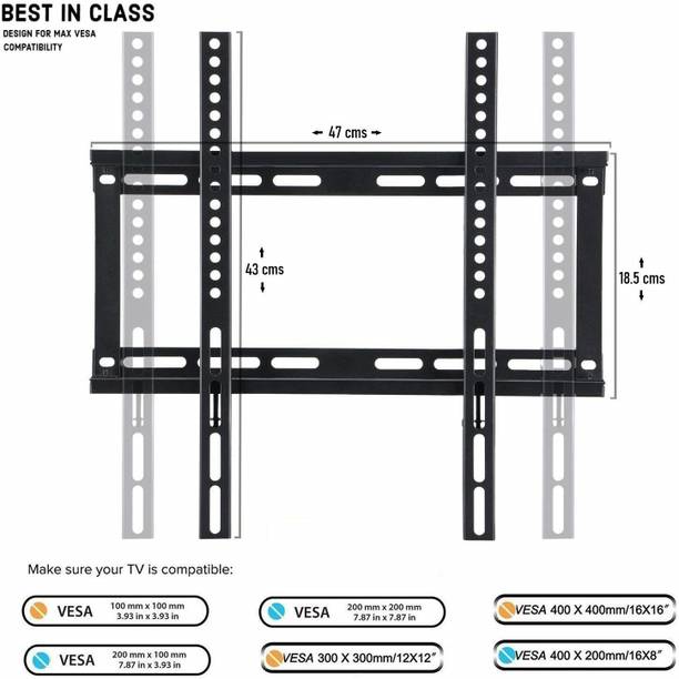 parth 32/40/42/43/49/50/55 Inches Ultra Slim LCD LED TVs Wall Mount Stand For MI, Realme, Oneplus, Sony, Samsung, Panasonic, LG, VU and All Brands LED,LCD,OLED,UHD,4K,Plasma,Smart TV's Suitable Fixed TV Mount