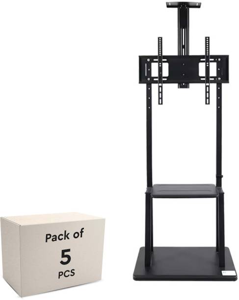 Robustt Adjustable Height Movable Metal TV Trolley Stand Mount with Wheels | Pack of 5 Full Motion TV Mount