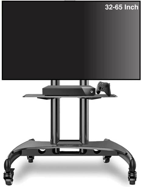 BIG VUE TV Trolley Stand with Wheels 32-65 Inch Movable Floor Stand, Height Adjustable Full Motion TV Mount