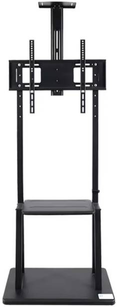 Robustt Adjustable Height Movable Metal TV Trolley Stand Mount with Wheels | Pack of 1 Full Motion TV Mount