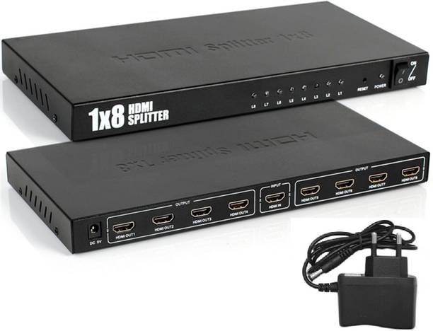 TERABYTE TV-out Cable 1X8 HDMI Splitter 1 in 8 Out HDMI Port for TV, Laptop, Monitor, LED, Projector