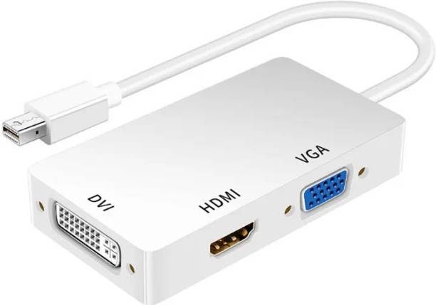 Paruht  TV-out Cable 1080P 3 in 1 Thunderbolt Mini DisplayPort MALE to VGA DVI HDMI FEMALE Converter