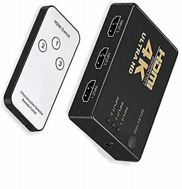 TERABYTE  TV-out Cable equ A1 XV, 4K Ultra HD 3D 3 Port HDMI Splitter Switch Hub HDTV Video with Remote