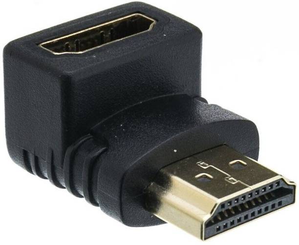 Akwor  TV-out Cable L Shape Gold Plated 90 Degree Right Angle HDMI Male to Female Adapter-Black