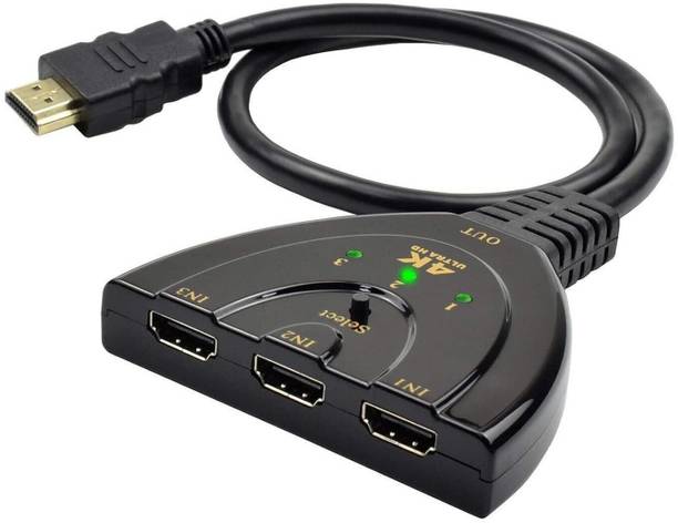 Sancy  TV-out Cable HDMI 3-Port Switch Box, 3 Inputs to 1 Output with Pigtail Adapter