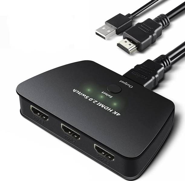 ELEPHANTBOAT TV-out Cable 4K@60Hz HDMI Splitter, 3 Input to 1 Output Manual HDMI Switcher, Support HDCP2.2