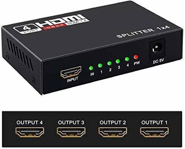 TERABYTE TV-out Cable 4 Ports HDMI Splitter 1 in 4 Out HDMI Splitter Full HD 3D 1080P