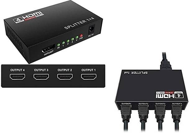 REVALS  TV-out Cable HDMI Splitter 4 Ports HDMI Splitter 1 in 4 Out Supports 1080P Supports Pack of 2