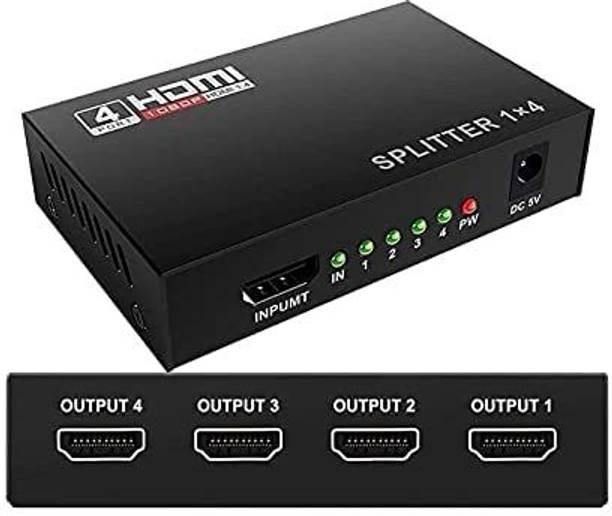 REVALS  TV-out Cable HDMI Splitter 1 in 4 Out Supports 3D 4K x 2K 30HZ FHD 1080P Supports - Set of 2