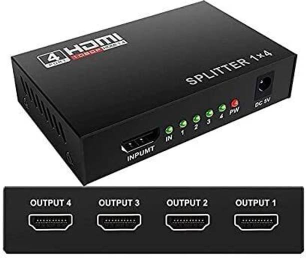 BALRAMA  TV-out Cable HDMI Splitter 1 in 4 Out Supports 3D 4K x 2K 30HZ FHD 1080P Supports - Set of 2