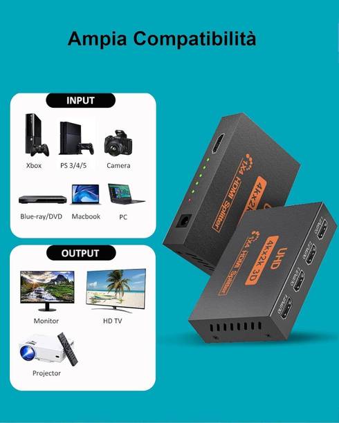 Tobo 1 x 4 HDMI Splitter TD-545H Media Streaming Device
