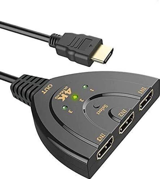 TERABYTE  TV-out Cable HDMI Switch, 3 Port 4K HDMI Switcher 3x1 Switch HDMI Splitter Pigtail Cable Supp