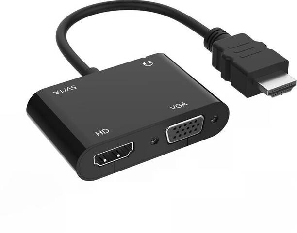 microware  TV-out Cable HDMI To HDMI + VGA Splitter 3.5mm Audio Video Converter Adapter For Laptop PC TV