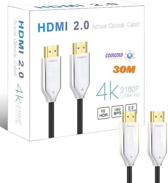coolcold  TV-out Cable HDMI Cable |4K Fiber, HDMI to HDMI Cable |30M, (AOC) Active Optical Cable for TV