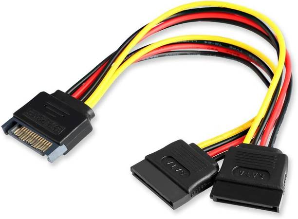 TAAPSEE Power Sharing Cable 0.18 m 1Pc SATA Power Y-Splitter Cable 15 Pin Male - Dual Female Power Y-Cable - 7 Inch