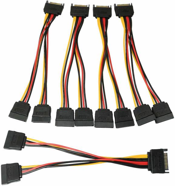 TAAPSEE Power Sharing Cable 0.18 m 5Pcs SATA Power Y-Splitter Cable 15 Pin Male - Dual Female Power Y-Cable - 7Inch