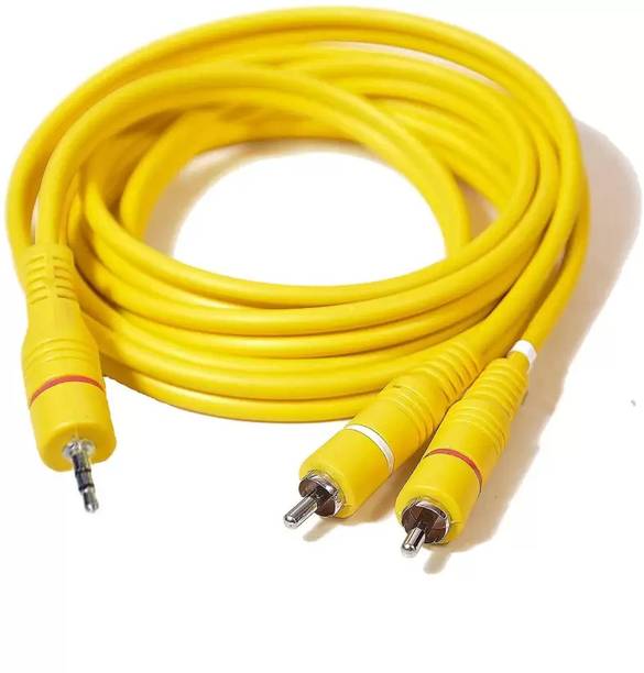 PAC  TV-out Cable 3.5mm Jack Stereoto 2 RCA Male Cable AV Audio Video Cable-1.5M (Yellow)