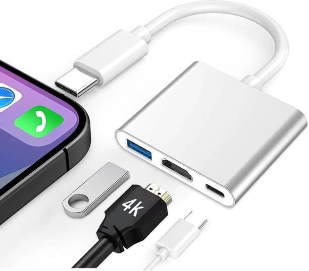 TERABYTE  TV-out Cable High-Speed 3-in-1 Type C to HDMI/USB/C Type Port Adapter
