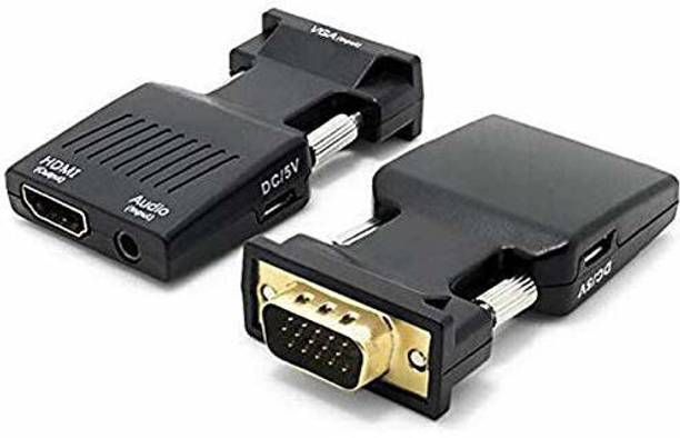 TERABYTE  TV-out Cable VGA TO HDMI LATEST Convertor For Laptop DVR. LCD, LED,With Audio Black Color
