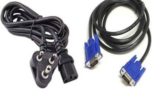 RAREGEAR  TV-out Cable VGA Cable with Power Cord Combo 1.5 Meter VGA Male 2 Male Cable 3 Pin Power Cord