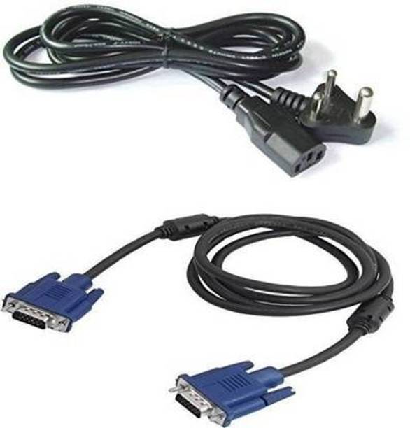 RAREGEAR  TV-out Cable VGA Cable with Power Cord Combo | 1.5 Meter VGA Male to Male Cable