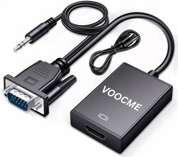 VOOCME TV-out Cable VGA Male to HDMI Female Converter Adaptor with 3.5MM Audio Jack Full HD 1080P..