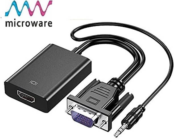 microware  TV-out Cable VGA to HDMI Converter with Audio for Connecting VGA Male to HDMI Female