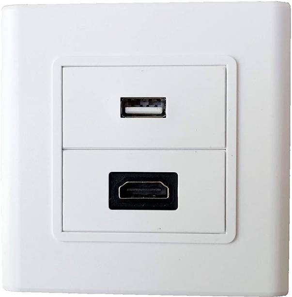 ELECTRO WOLF  TV-out Cable HDMI/USB Multimedia Modular Wall Socket Face Plate Socket Plug Jack Cable or Adapter for Home/Office. Pack of 1