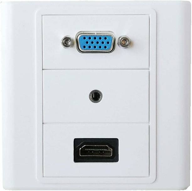ELECTRO WOLF  TV-out Cable HDMI / VGA / AUX Multimedia Modular Wall Socket Face Plate Socket Plug Jack Cable or Adapter for Home/Office. Pack of 1
