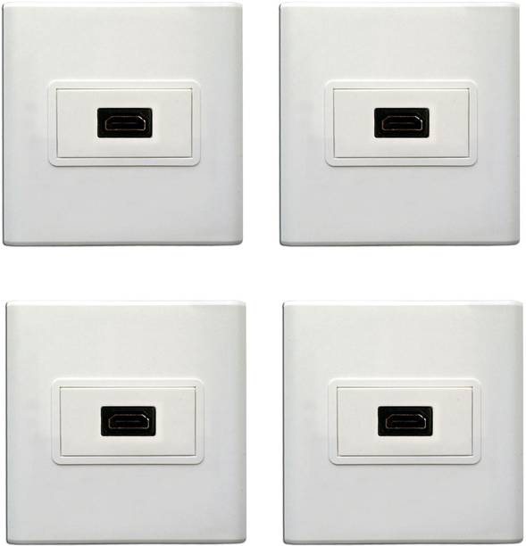 ELECTRO WOLF  TV-out Cable HDMI Multimedia Modular Wall Socket Face Plate Socket Plug Jack Cable or Adapter for Home/Office. Pack of 4