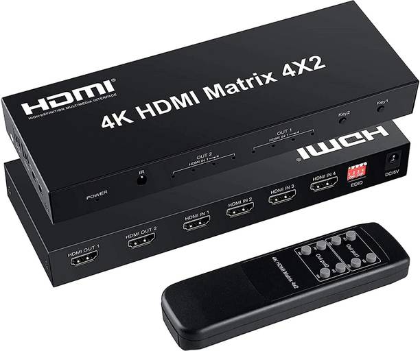 Tobo 4K 4x2 HDMI Matrix Switch, Ultra HD Matrix HDMI Switcher Splitter with Optical TV Tuner Card